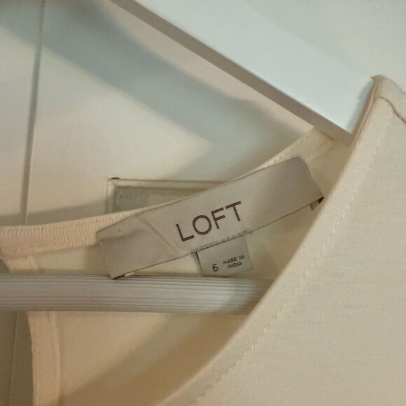 Loft NWT cream poplin bubble hem midi dress size 6 - Picture 4 of 12